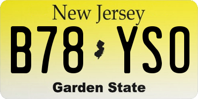 NJ license plate B78YSO