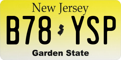 NJ license plate B78YSP