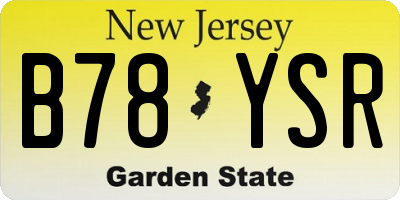 NJ license plate B78YSR