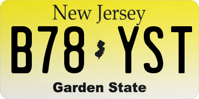 NJ license plate B78YST