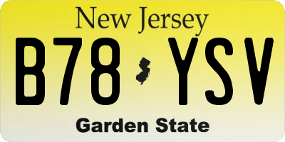 NJ license plate B78YSV