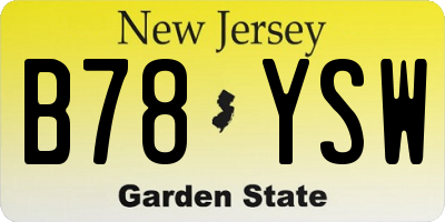 NJ license plate B78YSW