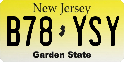 NJ license plate B78YSY