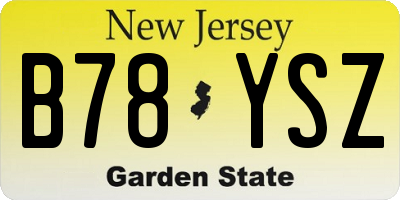 NJ license plate B78YSZ