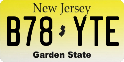 NJ license plate B78YTE