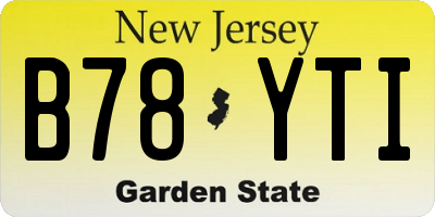 NJ license plate B78YTI