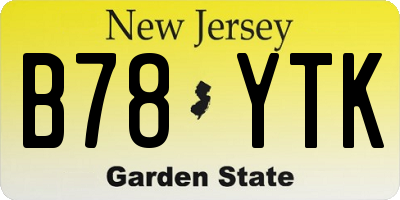 NJ license plate B78YTK