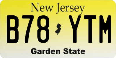 NJ license plate B78YTM