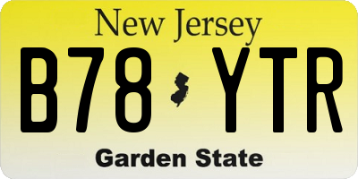 NJ license plate B78YTR