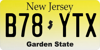 NJ license plate B78YTX