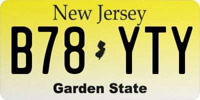 NJ license plate B78YTY
