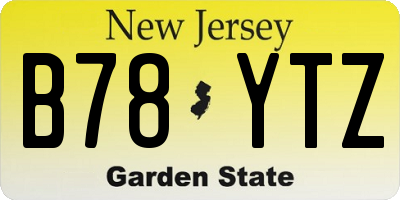 NJ license plate B78YTZ