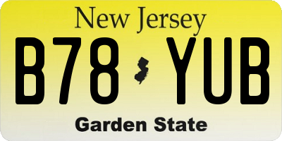 NJ license plate B78YUB