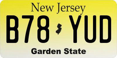 NJ license plate B78YUD