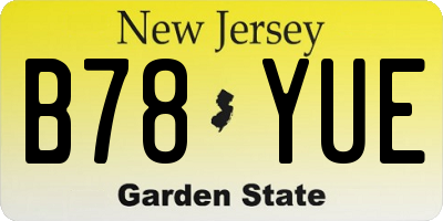 NJ license plate B78YUE