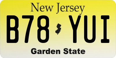 NJ license plate B78YUI