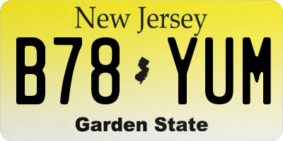 NJ license plate B78YUM