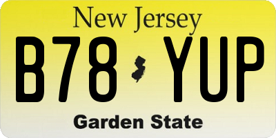 NJ license plate B78YUP