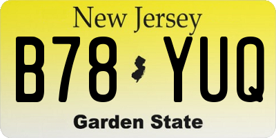 NJ license plate B78YUQ