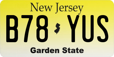 NJ license plate B78YUS