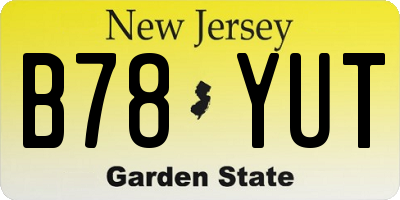 NJ license plate B78YUT