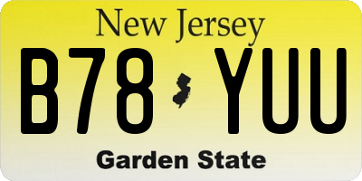 NJ license plate B78YUU