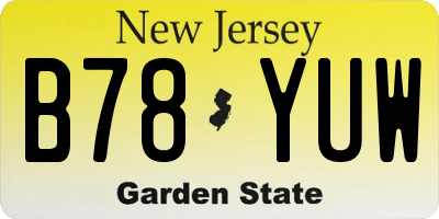 NJ license plate B78YUW