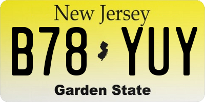 NJ license plate B78YUY