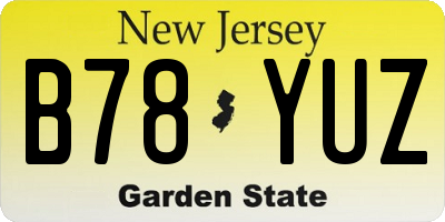 NJ license plate B78YUZ
