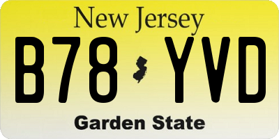 NJ license plate B78YVD