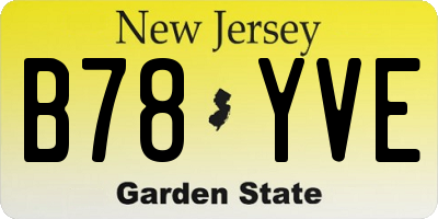 NJ license plate B78YVE