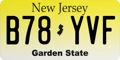 NJ license plate B78YVF