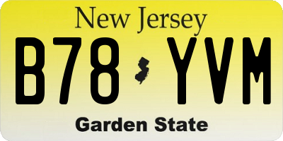 NJ license plate B78YVM