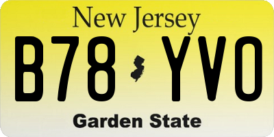NJ license plate B78YVO
