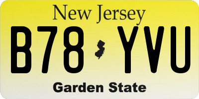 NJ license plate B78YVU