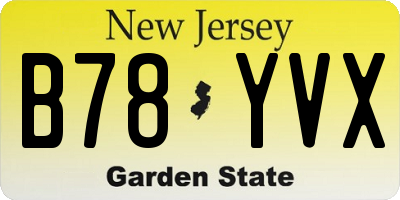NJ license plate B78YVX