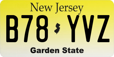 NJ license plate B78YVZ