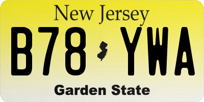 NJ license plate B78YWA