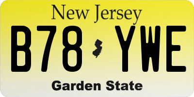 NJ license plate B78YWE