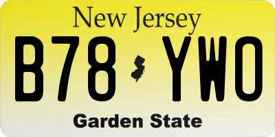 NJ license plate B78YWO