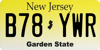NJ license plate B78YWR