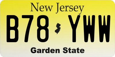 NJ license plate B78YWW