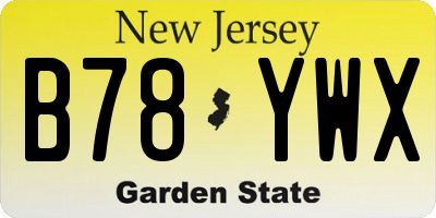 NJ license plate B78YWX