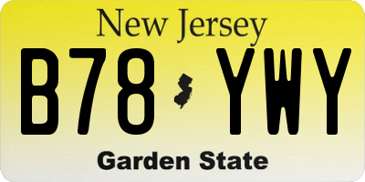 NJ license plate B78YWY