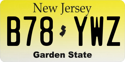 NJ license plate B78YWZ