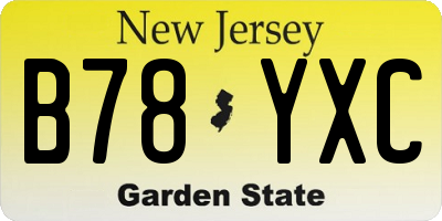 NJ license plate B78YXC