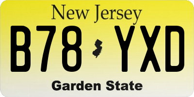 NJ license plate B78YXD