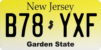 NJ license plate B78YXF
