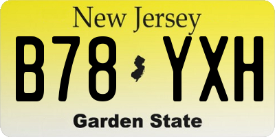 NJ license plate B78YXH