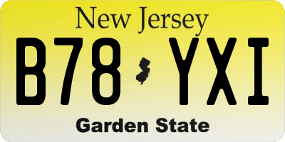 NJ license plate B78YXI